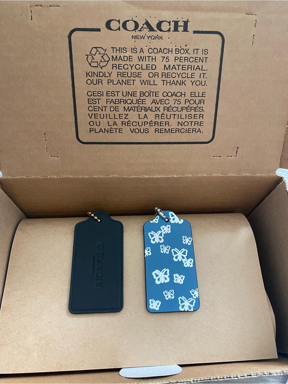 Coach Large Custom Hangtags in Black with Cherries & Blue with Butterflies - Picture 3 of 4